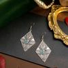 Personalized Geometric Quadrilateral Ear Hook Female, Retro Exaggerated Rhombus Metal Earrings, High-End Earrings.