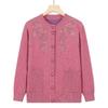 Warm Embroidered Knit Sweater for Elderly Women - Fleece-Lined Autumn/Winter Jacket for Grandmothers and Mothers