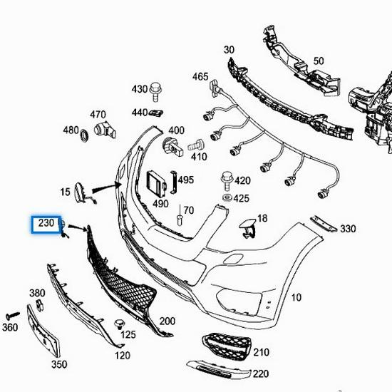 A2048851124 Främre Bogserkrokskåpa för Mercedes-Benz W204 GLK260