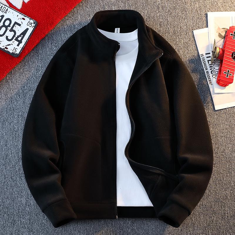 

Двусторонняя флисовая куртка для мужчин, куртка на осень со стойкой, свободный повседневный флисовый топ, кардиган-свитер с флисовой подкладкой XL