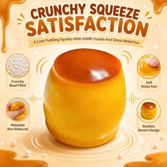 Adults Stress Ball 1/2Pcs Relief Crunchy Pudding Toy Fake Caramel Squeeze Hand Exercise Simulated Dessert Sensory Fidget Gift for Kids Anxiety Toy