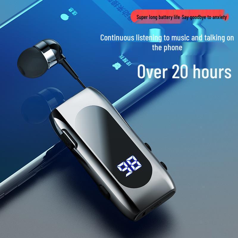 K55 Wireless Sports Bluetooth Headset: Retractable, Noise-Cancelling, Clip-on with Vibration, Ultra-Long Standby