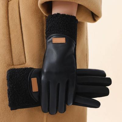 2 stuks Dames Kunstleren Handschoenen Waterdicht Winddicht Touchscreen Buiten Fiets Handschoenen Winter Koude Weer Warm Dik Thermisch Handschoenen