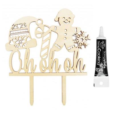 Ohohoh Wooden Cake Topper + Black Icing Pen