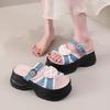 Dopamine Thick-bottomed Muffin Slippers Women's 2025 Summer New Korean Version Fashionable and Cute Student Casual One-word Cool Slippers