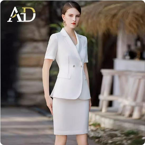 Summer White Short Sleeve Professional Suit - Goddess Style Workwear