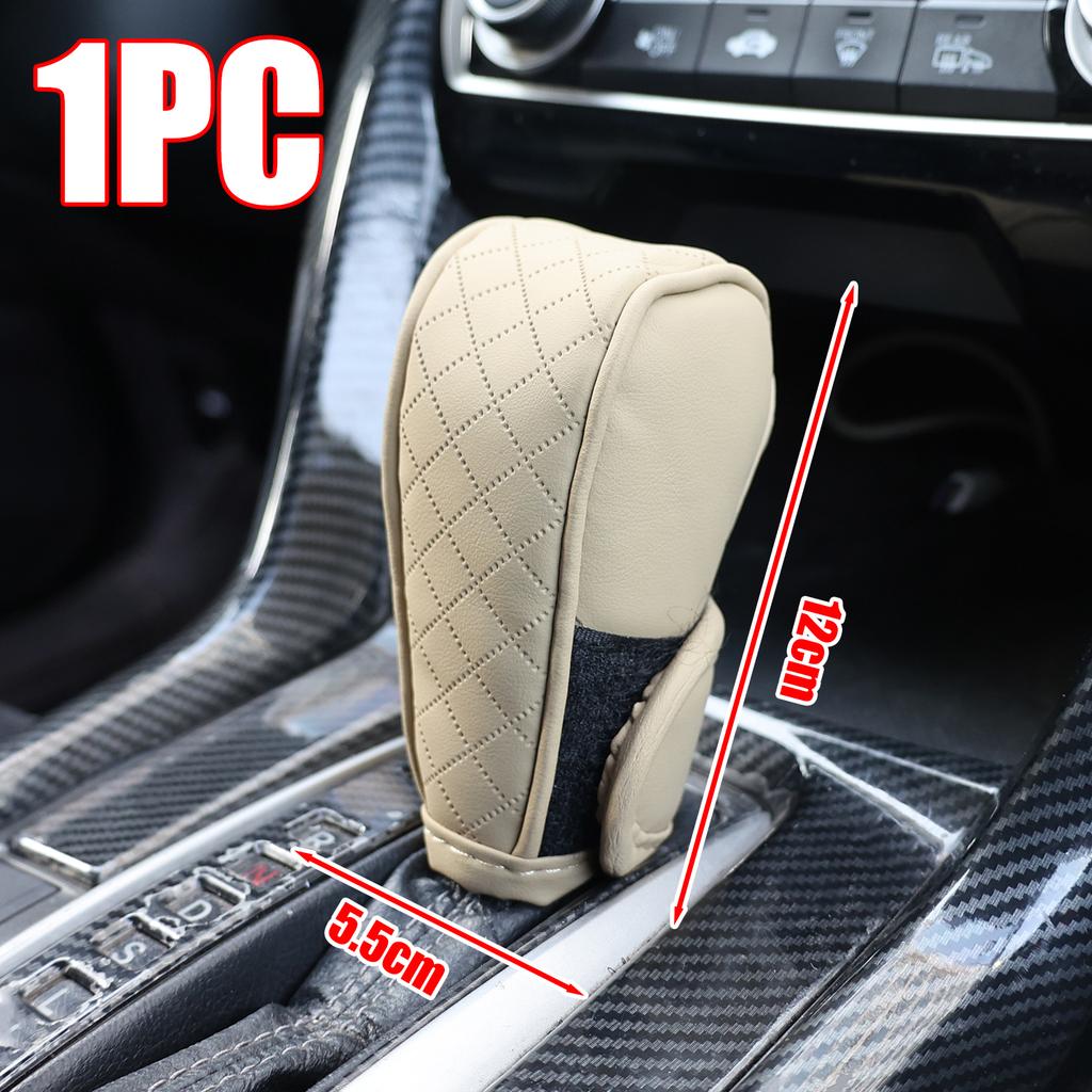 Universele Auto Versnellingspook Beschermhoes Leer Ademend Rundleer Versnellingspook Beschermhoes Koolstofvezel Patroon Auto Interieur