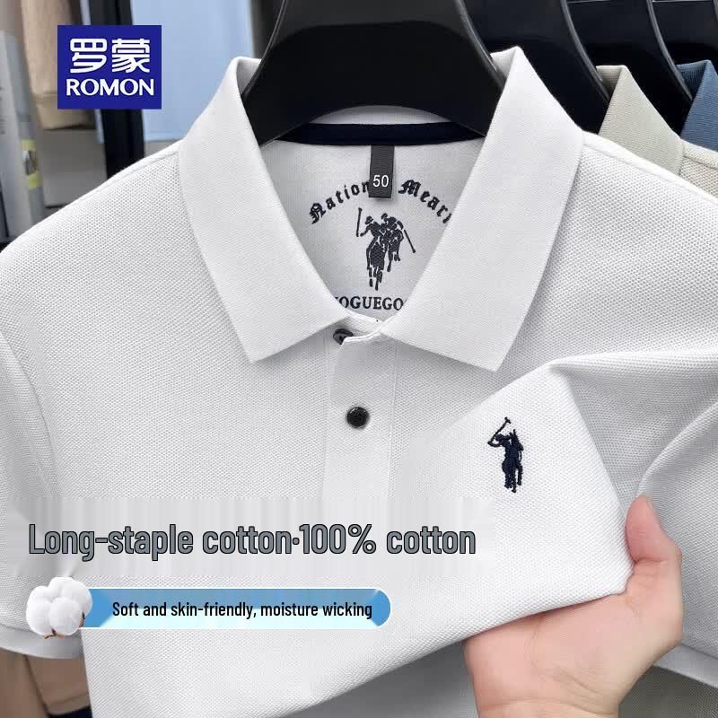 ROMON Men's Premium Embroidered Cotton Polo Shirt