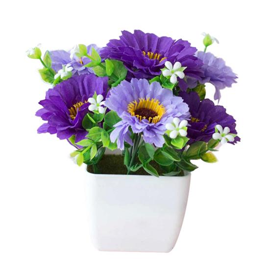 Fleur de chrysanthème artificielle gypsophile, Pot en bois, bonsaï, décoration de jardin et de maison