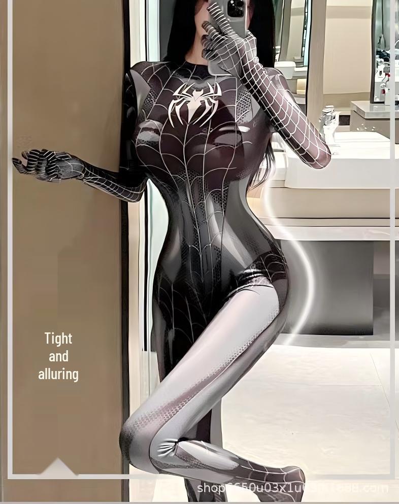 Spider-Man Cosplay Bodysuit: Open Crotch with Zipper, Sexy Role-Playing Costume