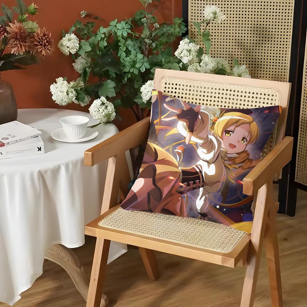 Anime PPuella Magi Madoka Magica Cushion Cover Silky Short Plush Invisible Zipper Dustproof Sofa Pillow Case for Home Decor