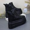 Fashion Small Tall with 12cm Height Increase Female Side Zipper with Muffin Thick Sole Casual Suede Ankle Boots Platform Sneakers