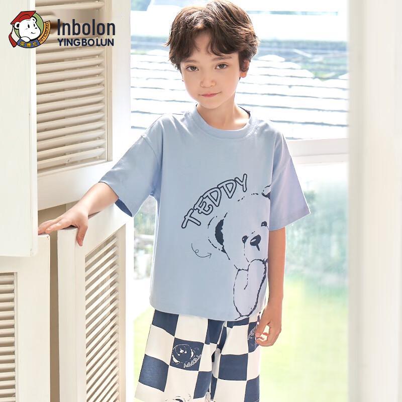 Летний пижамный комплект для мальчиков из чистого хлопка с коротким рукавом 140