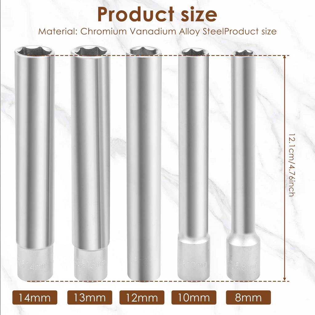 3/8" Drive Socket Set Impact Nut Driver Set Deep Sockets CRV Socket Wrench Set Ratchet Socket Bit Head Adapter for Torque Spanne