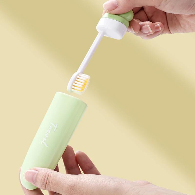 2 In1 Mini Travel Toothbrush Foldable Portable Small Dental Brush Space-saving Soft Tooth Brush Adult Toothbrush