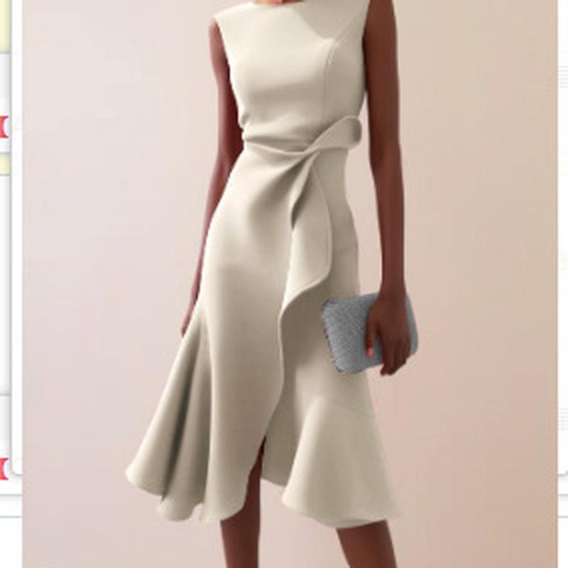 Women's Crew Neck Sleeveless Tie Waist Midi Dress A Line Elegant Casual Dress