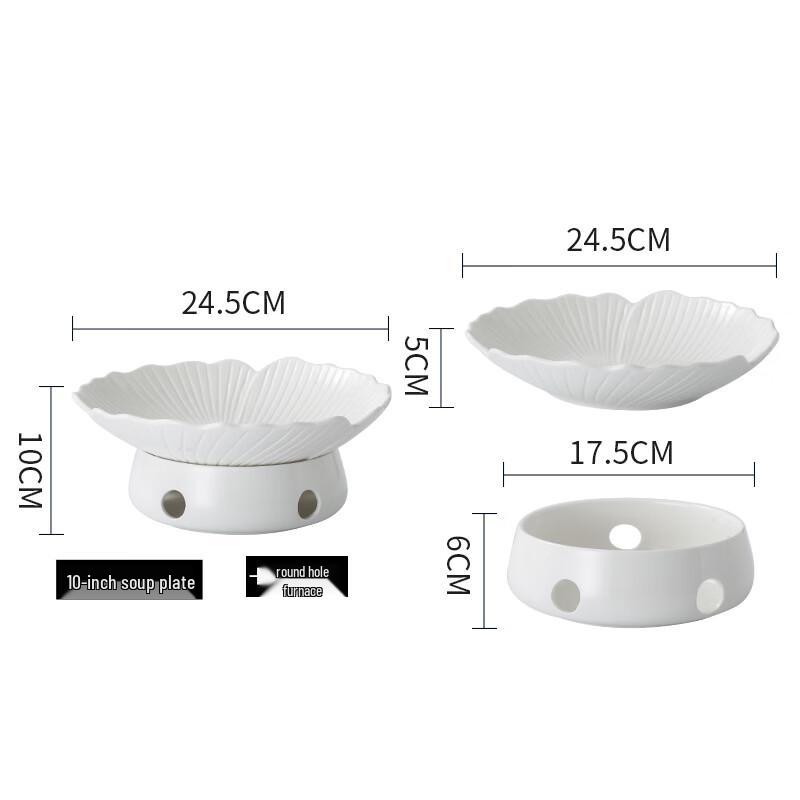 Ceramic Round Candle-Heated Food Warmer Plate