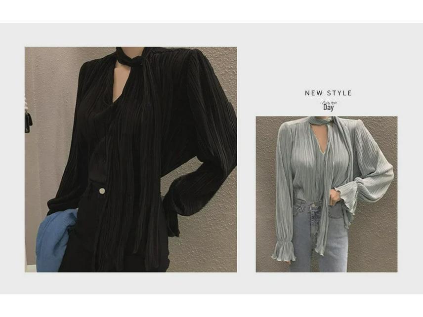 New V-Neck Trumpet Sleeve Loose Fit Casual Long-Sleeve Women's Top