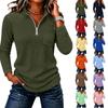 Women's Casual Loose Fit Long Sleeve Zip-Up Shirt Blouse Top for Everyday Wear