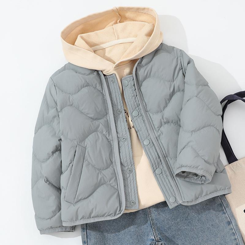 Weiße Daunenjacke für Jungen und Mädchen, mittlere und ältere Kinder, Daunen-Innenjacke, Langarm, locker, verdickt, Schuluniform-Artefakt