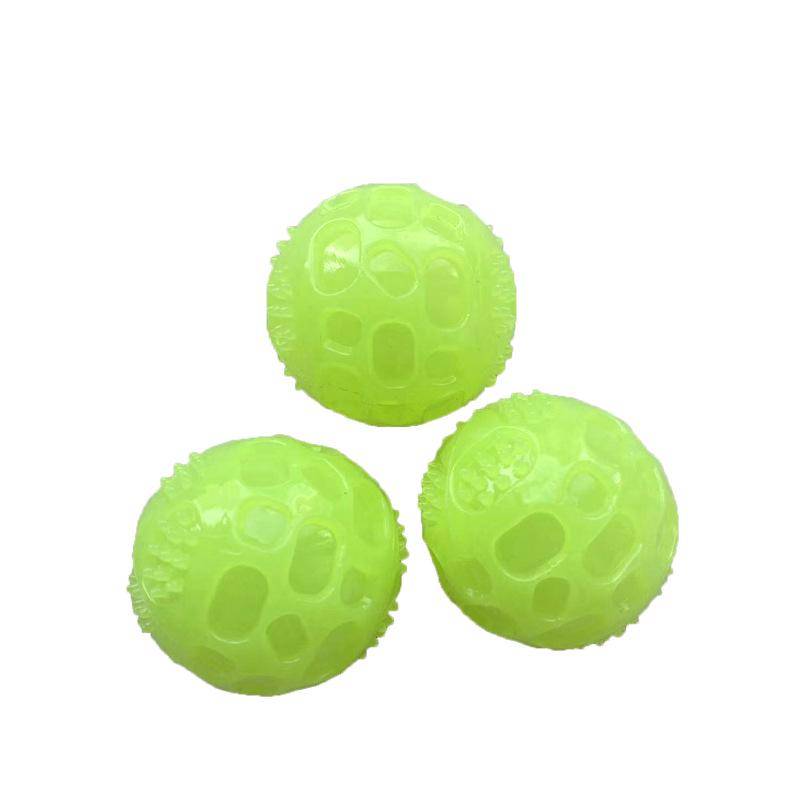 Elastic Luminous TPR Dog Toy Ball - Bite-Resistant Squeaky Toy for Teeth Cleaning