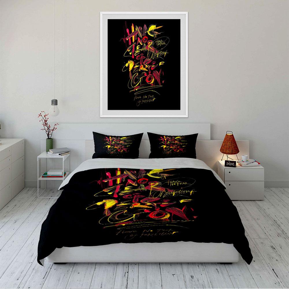 No Fear of Perfection Print Bedding Duvet Cover Set Duvet Cover Pillowcases (1*Duvet Cover 2*Pillowcases, Without Duvet Insert)