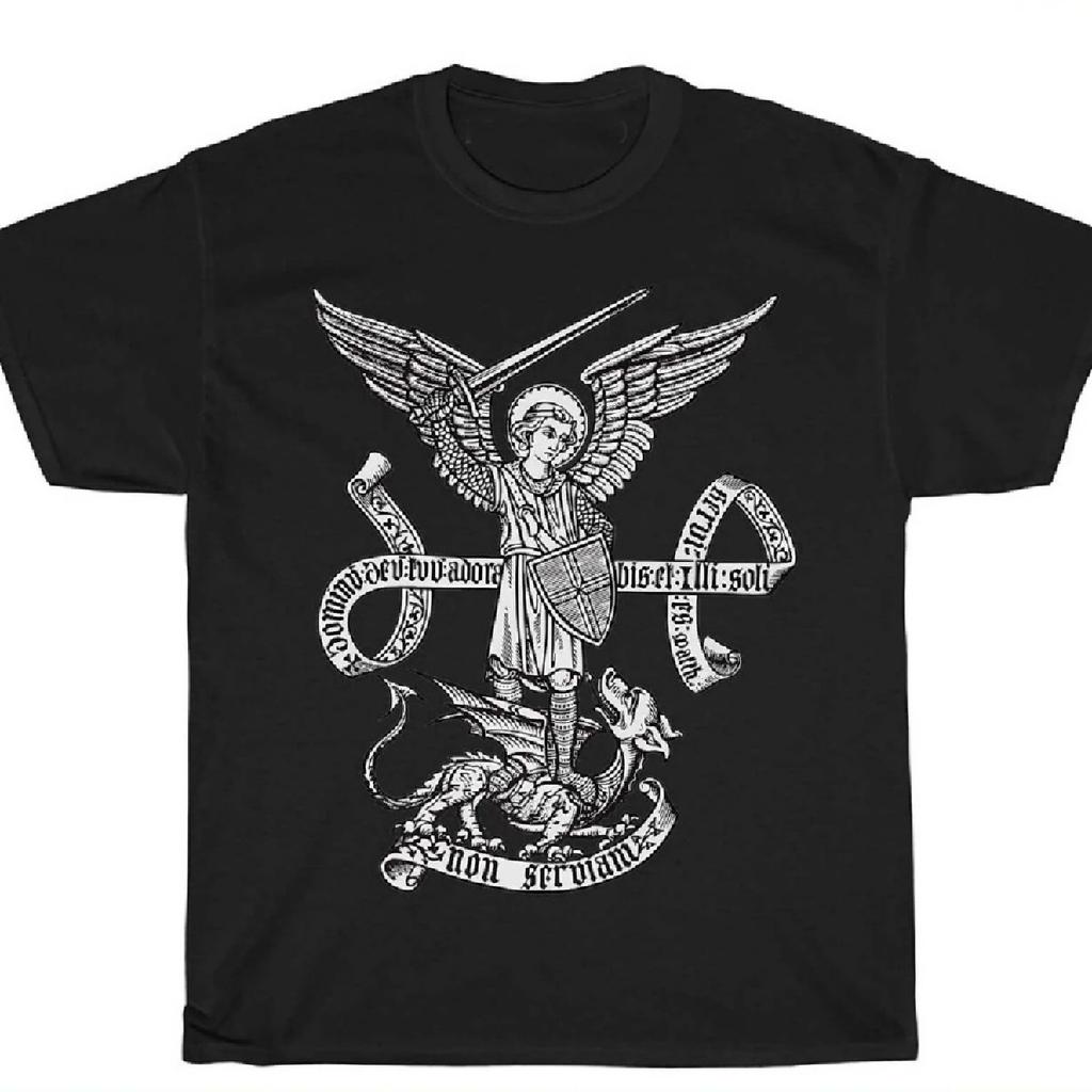 Catholic Angel Defend Us. Archangel St Michael T-Shirt. Summer Cotton Short Sleeve O-Neck Mens T Shirt New S-3XL