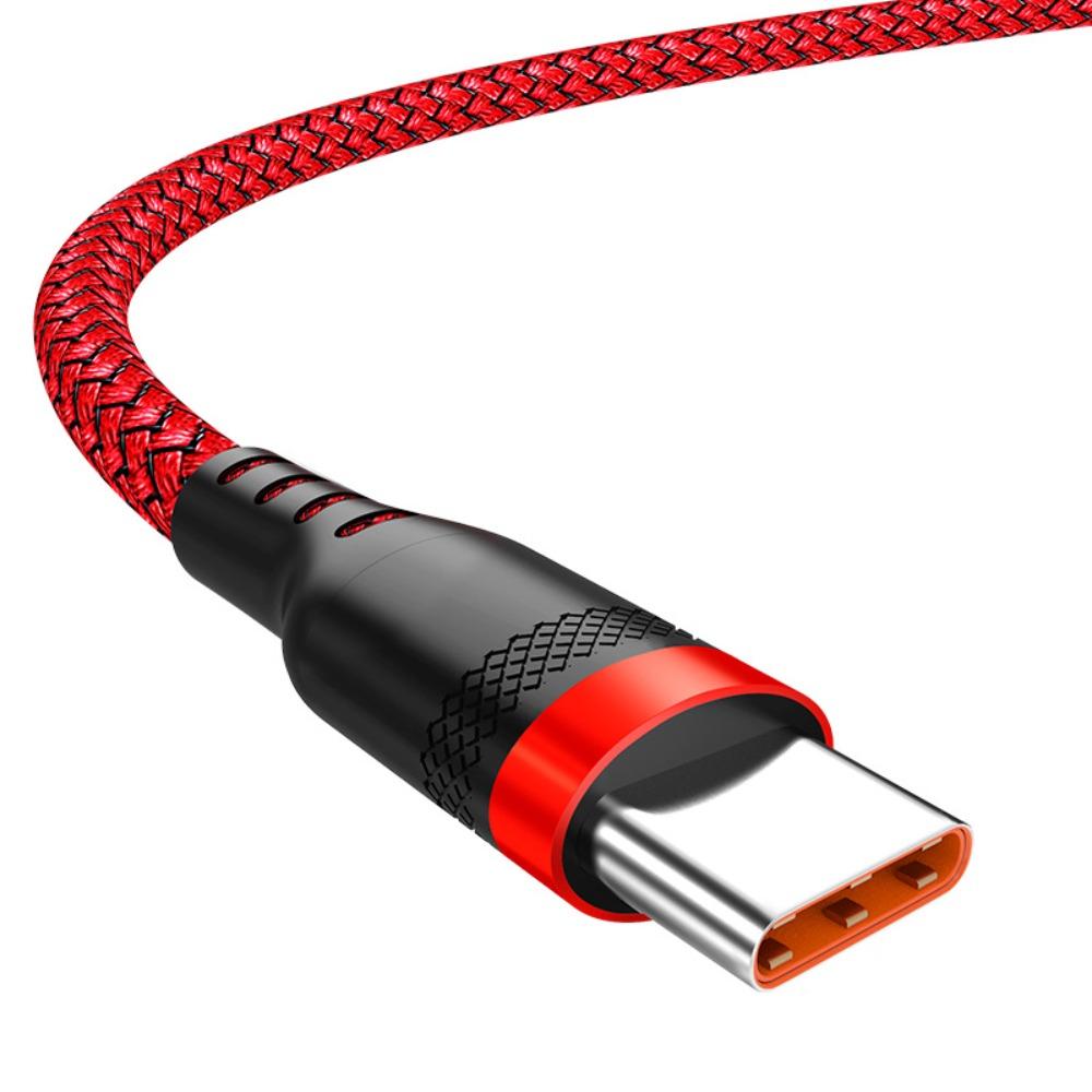Weave USB TYPE C Cable Red/Black USB C Charging Cable Durable Extend Charging Cable  Mobile Device