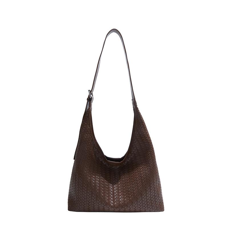 Retro Large-capacity Commuter Big Bag Women's 2025 New Shoulder Underarm Bag High-end Woven Pattern Tote Women's Bag