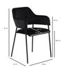 Lima Green Velvet Chair with Armrests and Black Legs