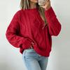 Women's Cable Knit Pullover Sweater - Loose Fit Neck Casual Top for Everyday Wear