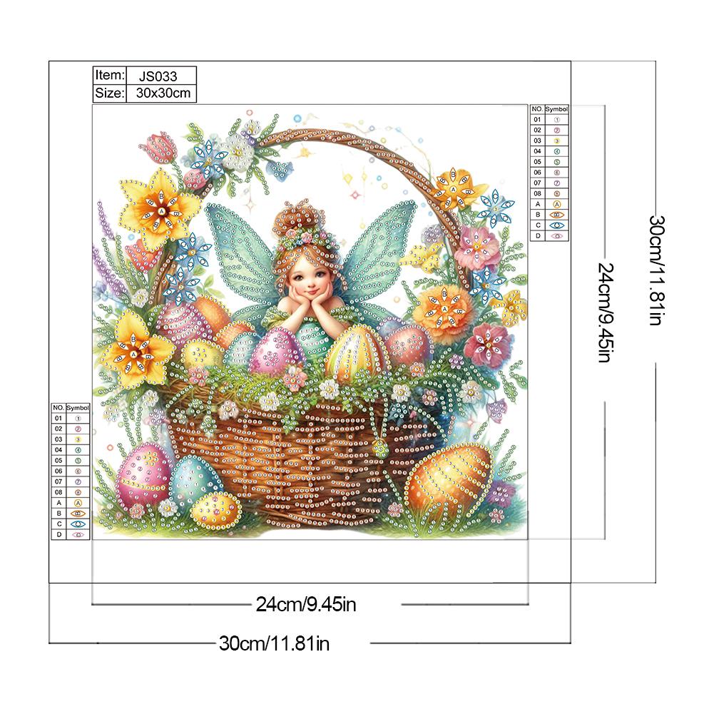 Kreatives Oster-Dekorations-Set 5D DIY Teilweise Speziell Geformter Bohrer Diamantmalerei-Set Heimdeko für Schlafzimmer Wohnzimmer 30x30cm