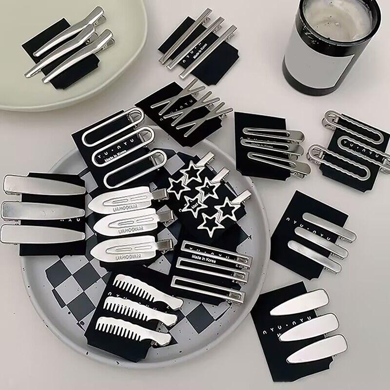 20 Pièces Pinces à Cheveux Fille Y2K Pince Bec de Canard en Métal Argenté Pinces à Cheveux pour Femmes Frange Latérale Dames Barrettes Accessoires pour Cheveux
