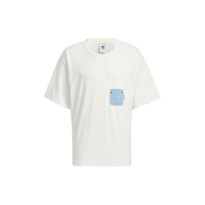 Originals Trefoil Color-Block Pocket Casual Crew Neck Short Sleeve T-Shirt Men Tops White HM7990