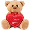 Brubaker Plush Bear / Teddy Bear - 35 Cm - Brown - 'i Love You' Plush Heart Included