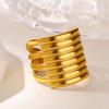 Stainless Steel Bold Multi - Layer Lines Rings For Women Gold Color Geometric Punk Ring Wedding Christmas Jewelry Gift