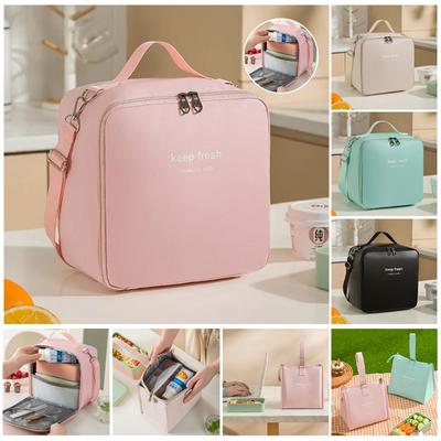 2PCS Portable Thermal Lunch Bag for Women Picnic Food Cooler Bag Insulated Case Durable Waterproof Lunch Box for School Children