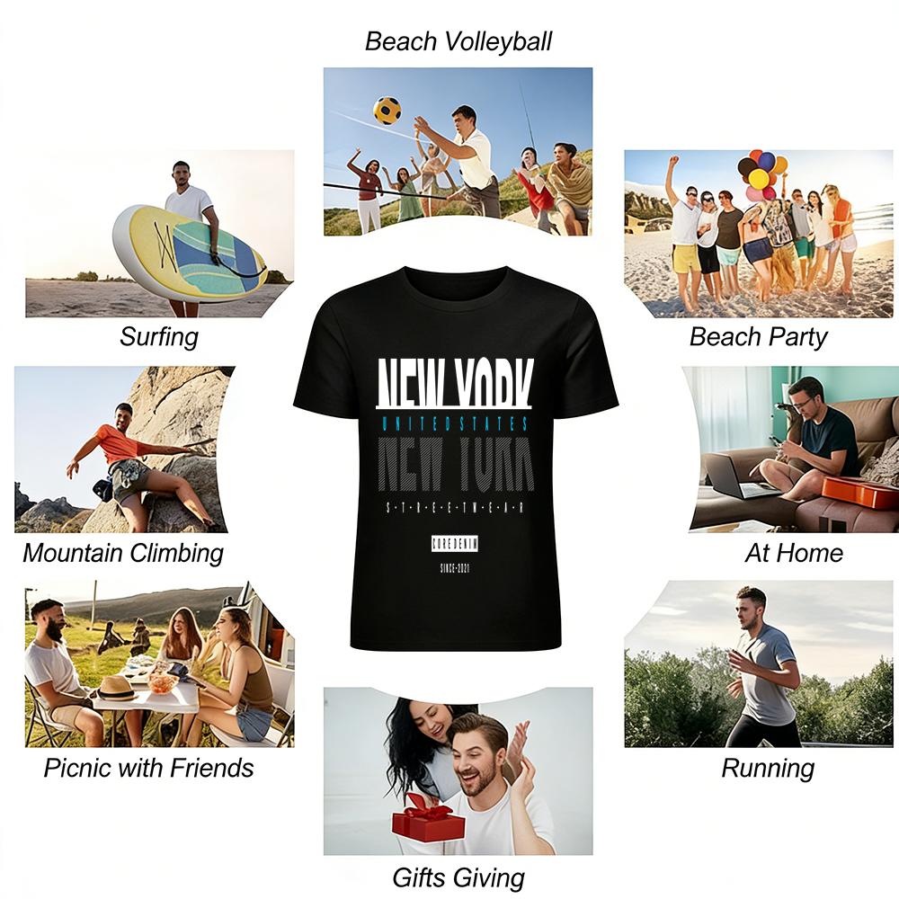 United States New York Graphic Casual Top For Men Women Pure cotton T-shirt