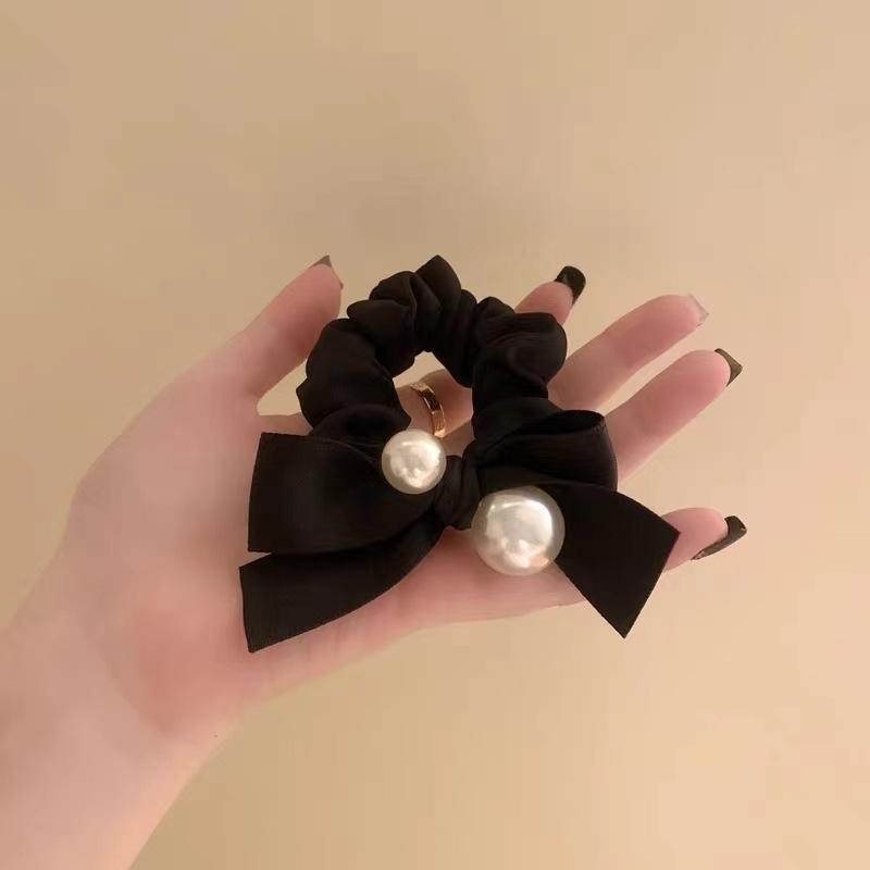 Temperament Bow, Pearl Headband, New Style, Korean High-end Feel, Headband, Rubber Band, Women's, Headwear