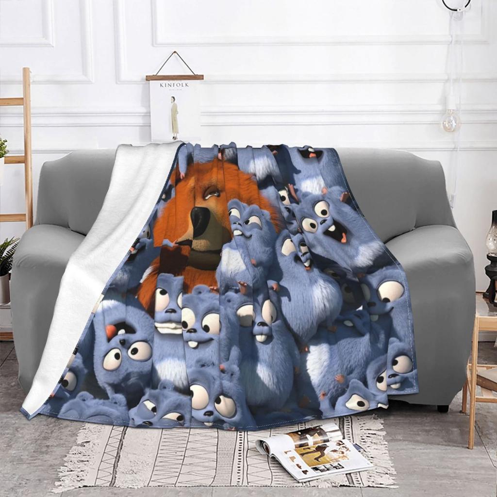 Grizzy Beer Cartoon Blanket Cover Flannel Throw Blanket Home Couch Decoration Soft Warm Bedspreads