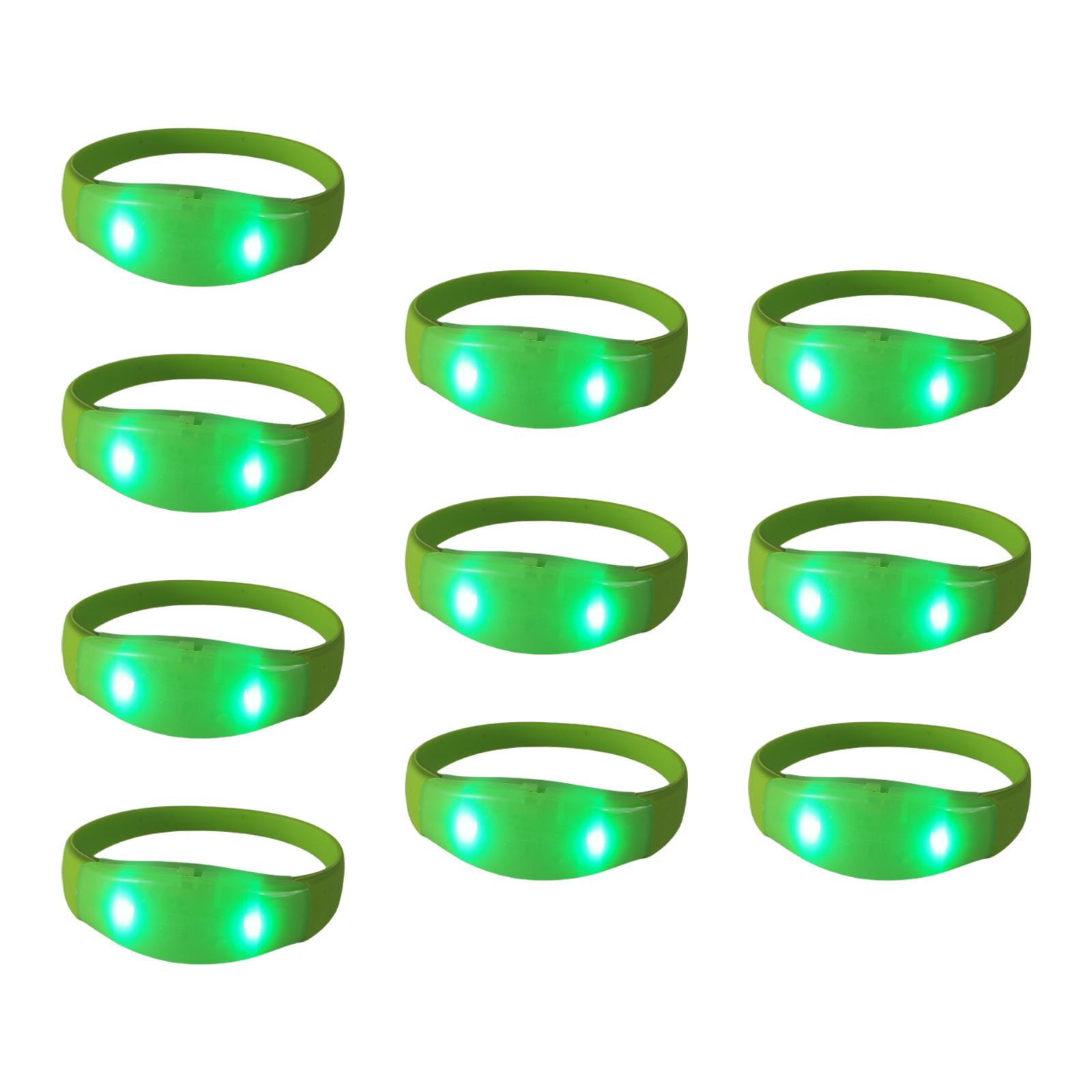 

Набор из 10 светодиодных силиконовых браслетов, мигающий светящийся аксессуар-нарукавник, многоцветные браслеты на запястье, украшения для вечеринки зелёный