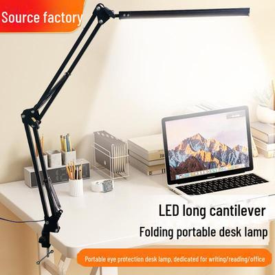 Long-Arm Folding LED Desk Lamp: Portable, Universal, American-Style Clip-On for Desktop Lighting
