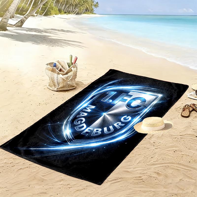1 Fc Magdeburg Print Beach Towel, Large Soft Quick Dry Towel for Beach Camping Swimming