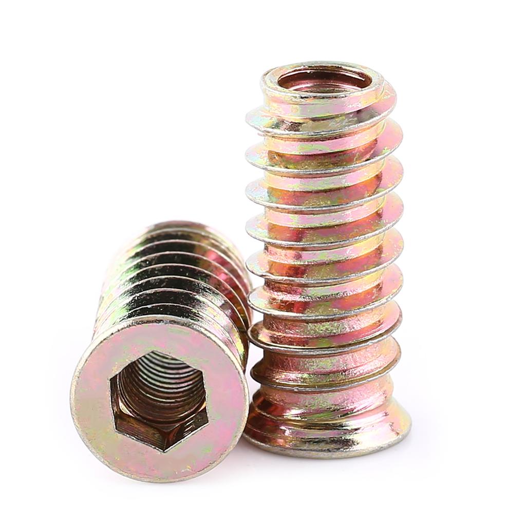 Carbon Steel Hex Socket Drive Insert Nuts Threaded For Wood Furniture (M8*25mm)