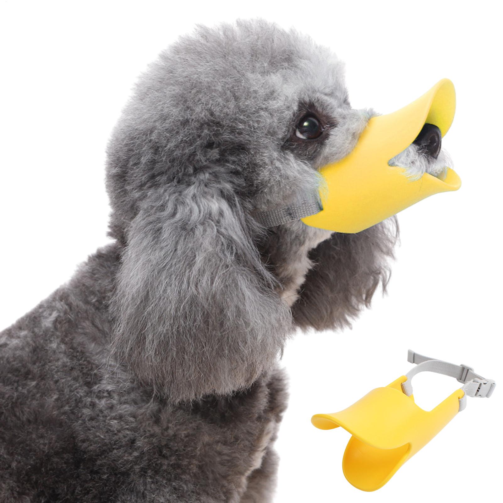Dog Muzzle Adjustable Silicone Dog Mouth Cover Cute Duck Mouth Shaped Dog Mouth Covers Comfortable Soft Pet Dogs Accessories S