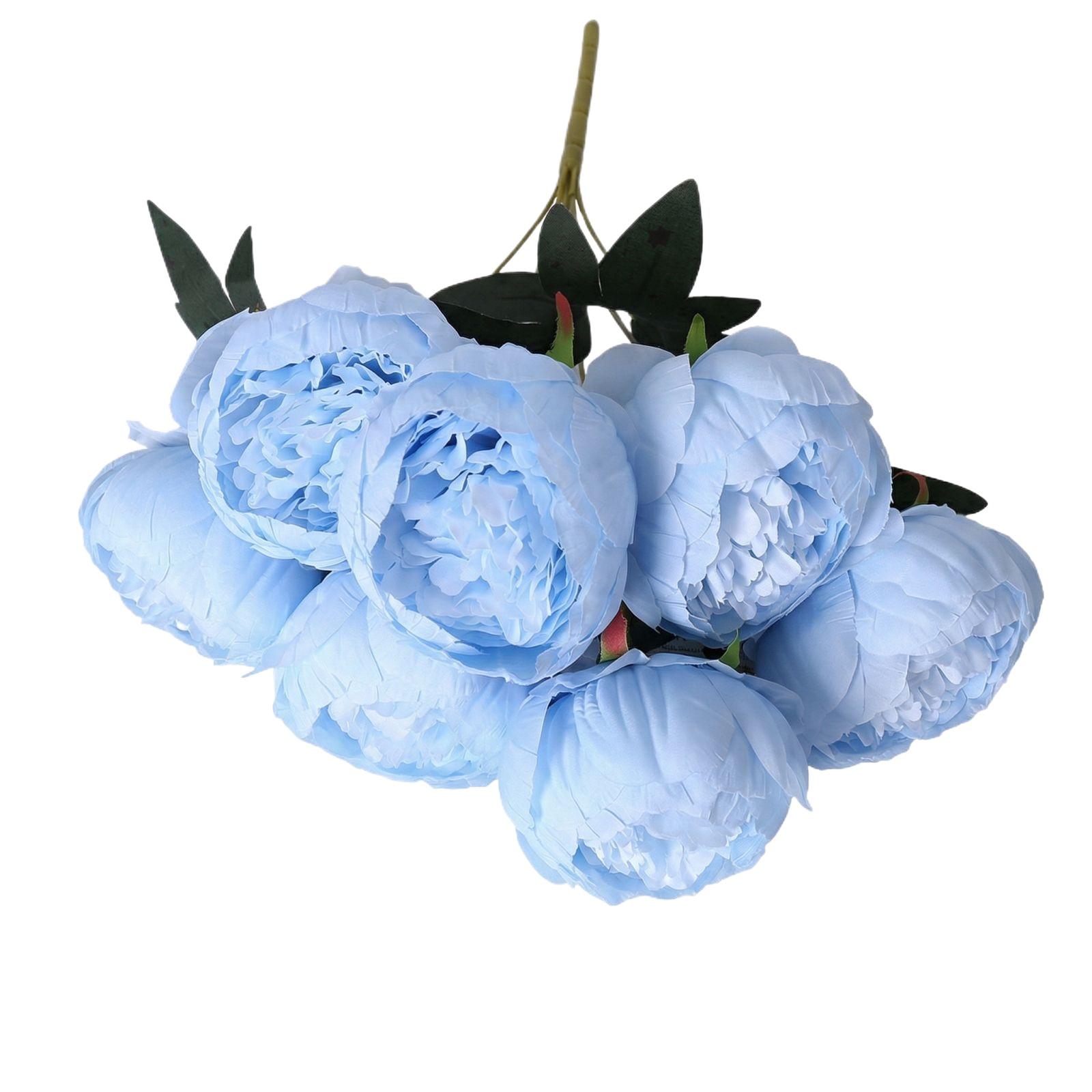 

Artificial 7 Heads Peony Bouquet Silk Flower Wedding Decoration Home Interior Floral Arrangement Wall Ornament Handheld Flower Bundle One Size синій