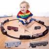 Electric Train Track Set with Lights Sound Retro Simulation Rail Car Model Children Railway Toys Kids Christmas Gift