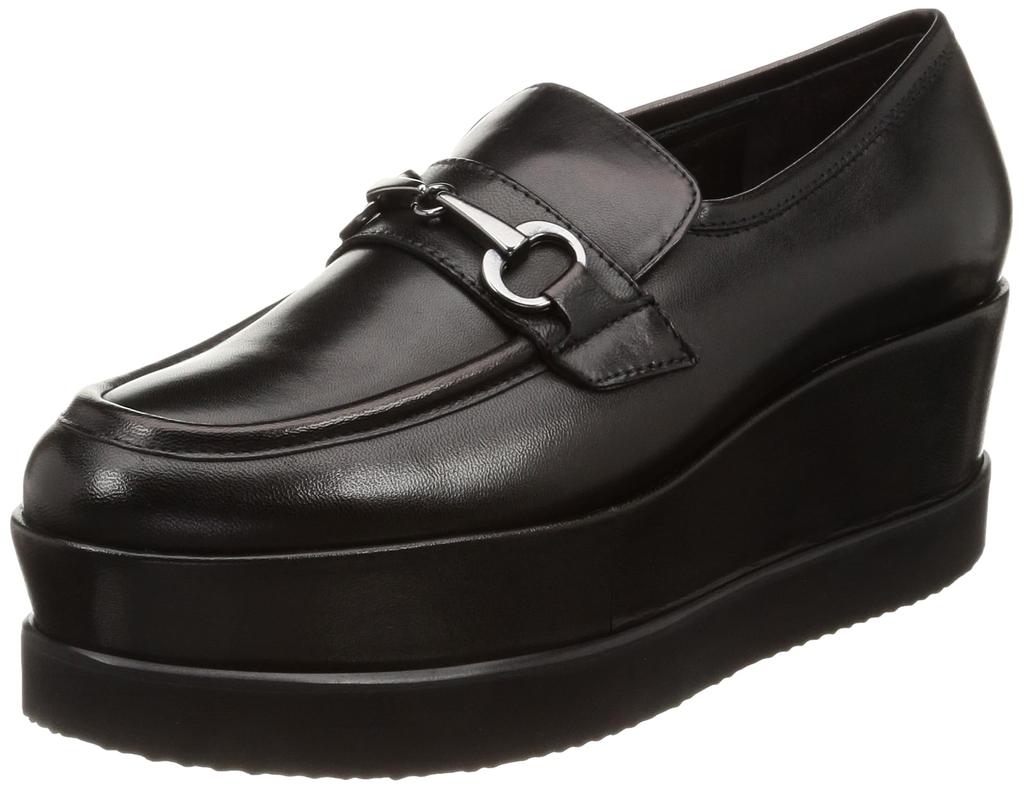Luca Grossi LUCA Platform Size 2E Women's G934M-WA Loafers, Black, 23.5cm,