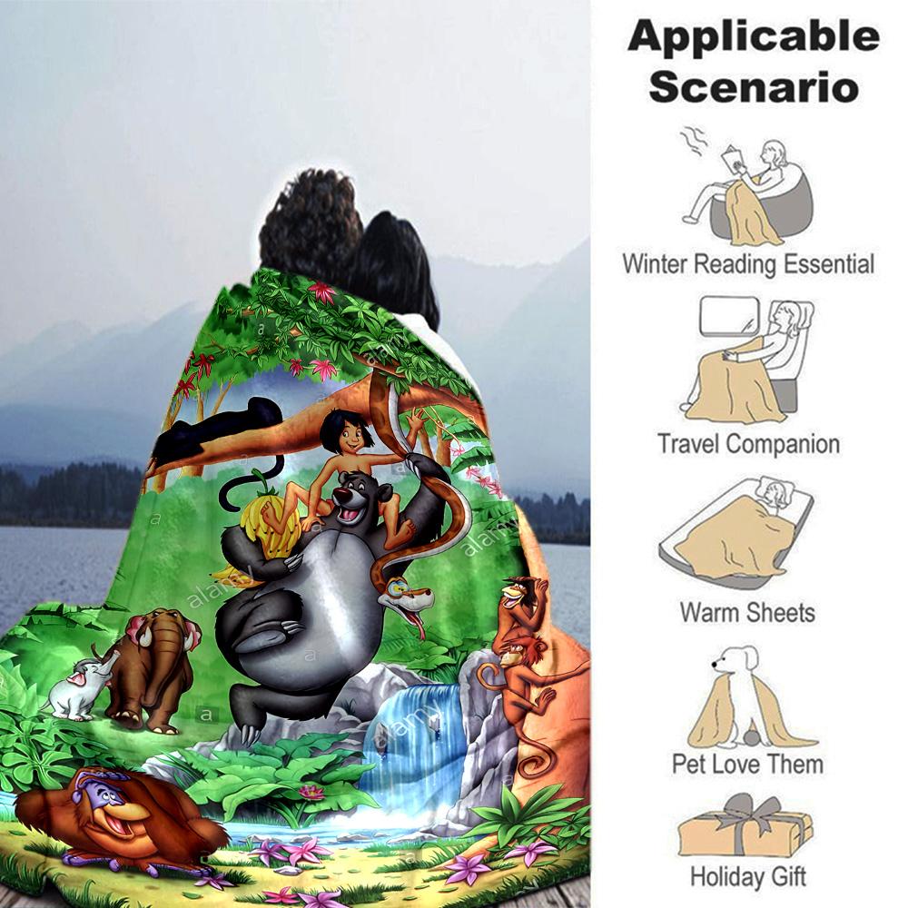Wild Animals Jungle Flannel Blanket Super Soft Warm Cozy Blanket for Sofa Bed Office Travel All‑Season Home Decor Gift