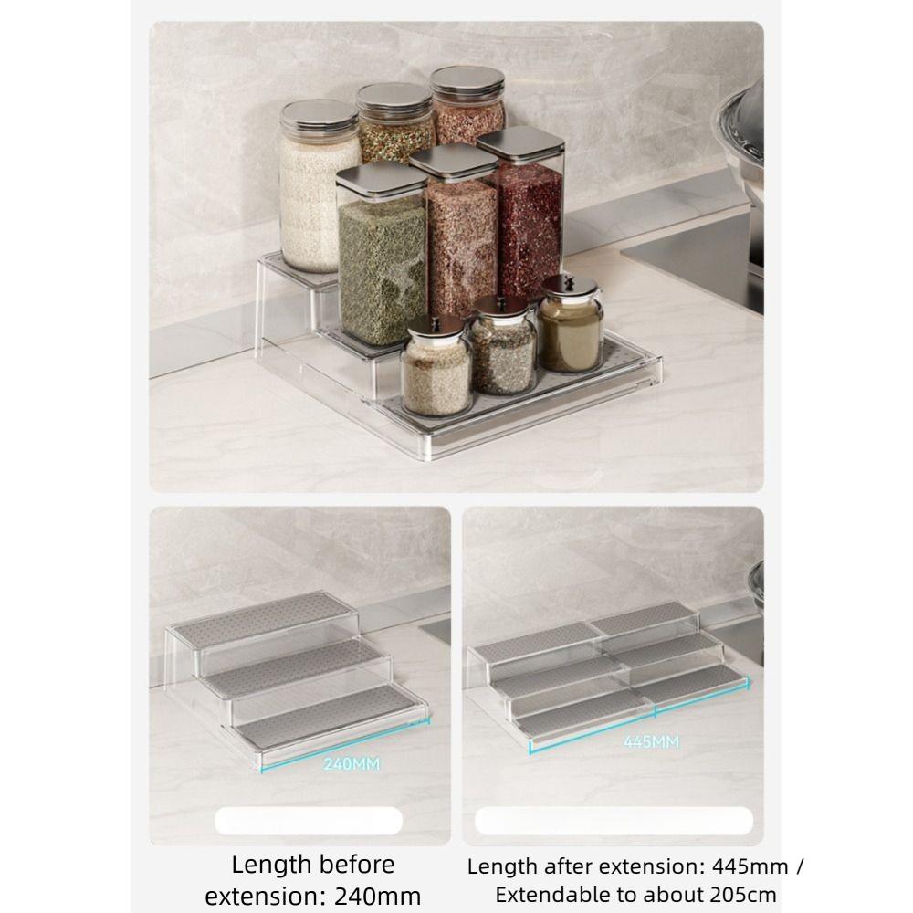 Scalable Perfume Organizer Non-slip 3 Tier Kitchen Spices Riser Ladder Shelf Storage Display Stand Cosmetics Rack